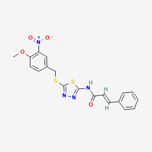molecular formula C19H16N4O4S2 B4832176 N-{5-[(4-methoxy-3-nitrobenzyl)thio]-1,3,4-thiadiazol-2-yl}-3-phenylacrylamide 