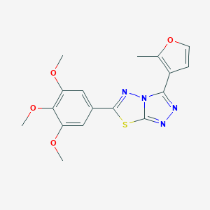 molecular formula C17H16N4O4S B483218 3-(2-Methyl-3-furyl)-6-(3,4,5-trimethoxyphenyl)[1,2,4]triazolo[3,4-b][1,3,4]thiadiazole CAS No. 878434-47-0
