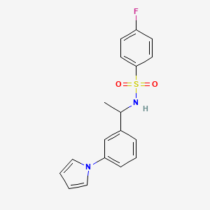 molecular formula C18H17FN2O2S B4832182 4-fluoro-N-{1-[3-(1H-pyrrol-1-yl)phenyl]ethyl}benzenesulfonamide 