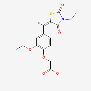 molecular formula C17H19NO6S B4832215 methyl {2-ethoxy-4-[(3-ethyl-2,4-dioxo-1,3-thiazolidin-5-ylidene)methyl]phenoxy}acetate 
