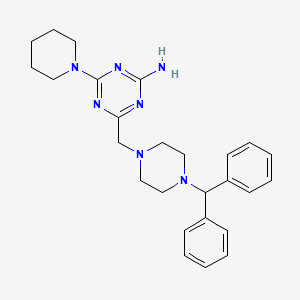 4-{[4-(diphenylmethyl)-1-piperazinyl]methyl}-6-(1-piperidinyl)-1,3,5-triazin-2-amine