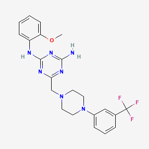 molecular formula C22H24F3N7O B4832247 N-(2-methoxyphenyl)-6-({4-[3-(trifluoromethyl)phenyl]-1-piperazinyl}methyl)-1,3,5-triazine-2,4-diamine 