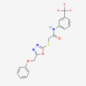 molecular formula C18H14F3N3O3S B4832260 2-{[5-(phenoxymethyl)-1,3,4-oxadiazol-2-yl]thio}-N-[3-(trifluoromethyl)phenyl]acetamide 