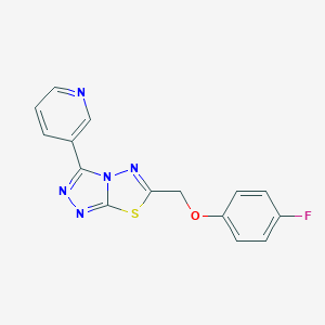 molecular formula C15H10FN5OS B483227 6-[(4-Fluorophenoxy)methyl]-3-(3-pyridinyl)[1,2,4]triazolo[3,4-b][1,3,4]thiadiazole CAS No. 878432-25-8