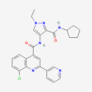 molecular formula C26H25ClN6O2 B4832277 8-chloro-N-{3-[(cyclopentylamino)carbonyl]-1-ethyl-1H-pyrazol-4-yl}-2-(3-pyridinyl)-4-quinolinecarboxamide 