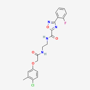 molecular formula C20H18ClFN4O4 B4832286 N-(2-{[(4-chloro-3-methylphenoxy)acetyl]amino}ethyl)-3-(2-fluorophenyl)-1,2,4-oxadiazole-5-carboxamide 