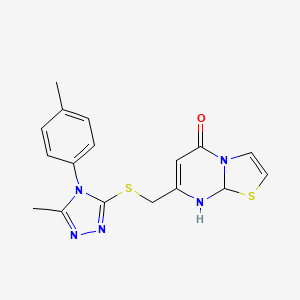 molecular formula C17H17N5OS2 B4832298 7-({[5-methyl-4-(4-methylphenyl)-4H-1,2,4-triazol-3-yl]thio}methyl)-8,8a-dihydro-5H-[1,3]thiazolo[3,2-a]pyrimidin-5-one 