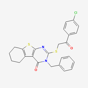 molecular formula C25H21ClN2O2S2 B4832310 3-benzyl-2-{[2-(4-chlorophenyl)-2-oxoethyl]thio}-5,6,7,8-tetrahydro[1]benzothieno[2,3-d]pyrimidin-4(3H)-one 