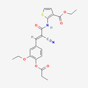 molecular formula C22H22N2O6S B4832328 ethyl 2-({2-cyano-3-[3-ethoxy-4-(propionyloxy)phenyl]acryloyl}amino)-3-thiophenecarboxylate 