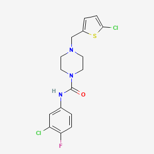 molecular formula C16H16Cl2FN3OS B4832366 N-(3-chloro-4-fluorophenyl)-4-[(5-chloro-2-thienyl)methyl]-1-piperazinecarboxamide 