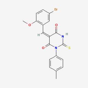 molecular formula C19H15BrN2O3S B4832389 5-(5-bromo-2-methoxybenzylidene)-1-(4-methylphenyl)-2-thioxodihydro-4,6(1H,5H)-pyrimidinedione 