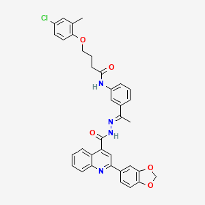 molecular formula C36H31ClN4O5 B4832393 N-[3-(N-{[2-(1,3-benzodioxol-5-yl)-4-quinolinyl]carbonyl}ethanehydrazonoyl)phenyl]-4-(4-chloro-2-methylphenoxy)butanamide 