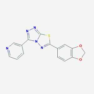 molecular formula C15H9N5O2S B483240 6-(1,3-Benzodioxol-5-yl)-3-(3-pyridinyl)[1,2,4]triazolo[3,4-b][1,3,4]thiadiazole CAS No. 878420-29-2