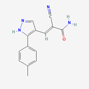 molecular formula C14H12N4O B4832403 2-cyano-3-[3-(4-methylphenyl)-1H-pyrazol-4-yl]acrylamide 