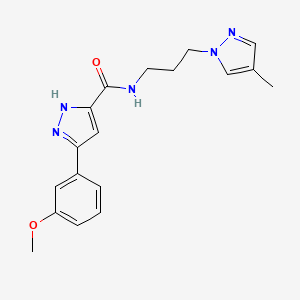 3-(3-methoxyphenyl)-N-[3-(4-methyl-1H-pyrazol-1-yl)propyl]-1H-pyrazole-5-carboxamide