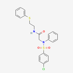 molecular formula C22H21ClN2O3S2 B4832503 N~2~-[(4-chlorophenyl)sulfonyl]-N~2~-phenyl-N~1~-[2-(phenylthio)ethyl]glycinamide 