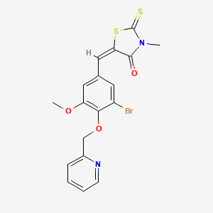 molecular formula C18H15BrN2O3S2 B4832513 5-[3-bromo-5-methoxy-4-(2-pyridinylmethoxy)benzylidene]-3-methyl-2-thioxo-1,3-thiazolidin-4-one 