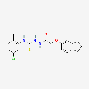 N-(5-chloro-2-methylphenyl)-2-[2-(2,3-dihydro-1H-inden-5-yloxy)propanoyl]hydrazinecarbothioamide