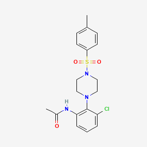 molecular formula C19H22ClN3O3S B4832588 N-(3-chloro-2-{4-[(4-methylphenyl)sulfonyl]-1-piperazinyl}phenyl)acetamide 