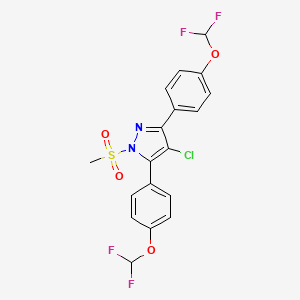 molecular formula C18H13ClF4N2O4S B4832592 4-chloro-3,5-bis[4-(difluoromethoxy)phenyl]-1-(methylsulfonyl)-1H-pyrazole 