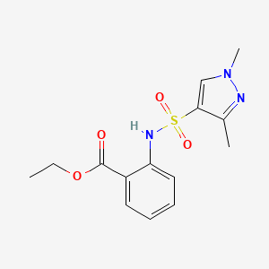 molecular formula C14H17N3O4S B4832615 ethyl 2-{[(1,3-dimethyl-1H-pyrazol-4-yl)sulfonyl]amino}benzoate 