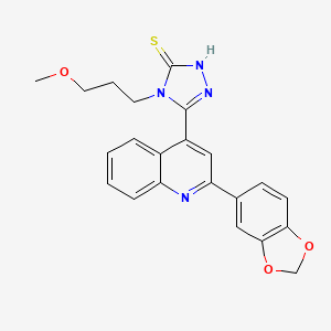 molecular formula C22H20N4O3S B4832620 5-[2-(1,3-benzodioxol-5-yl)-4-quinolinyl]-4-(3-methoxypropyl)-4H-1,2,4-triazole-3-thiol 