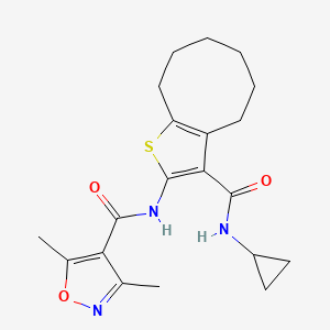 molecular formula C20H25N3O3S B4832630 N-{3-[(cyclopropylamino)carbonyl]-4,5,6,7,8,9-hexahydrocycloocta[b]thien-2-yl}-3,5-dimethyl-4-isoxazolecarboxamide 