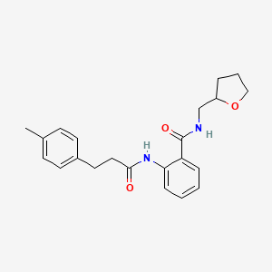 molecular formula C22H26N2O3 B4832638 2-{[3-(4-methylphenyl)propanoyl]amino}-N-(tetrahydro-2-furanylmethyl)benzamide 