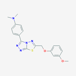molecular formula C19H19N5O2S B483269 4-{6-[(3-methoxyphenoxy)methyl][1,2,4]triazolo[3,4-b][1,3,4]thiadiazol-3-yl}-N,N-dimethylaniline CAS No. 878431-09-5