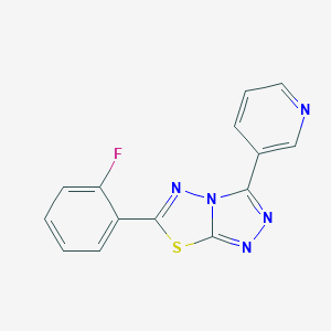 molecular formula C14H8FN5S B483274 6-(2-Fluorophenyl)-3-(3-pyridinyl)[1,2,4]triazolo[3,4-b][1,3,4]thiadiazole CAS No. 160427-37-2