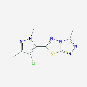 molecular formula C9H9ClN6S B4832795 6-(4-chloro-1,3-dimethyl-1H-pyrazol-5-yl)-3-methyl[1,2,4]triazolo[3,4-b][1,3,4]thiadiazole 