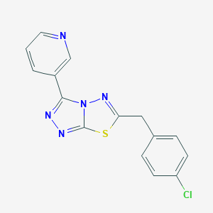molecular formula C15H10ClN5S B483285 6-(4-Chlorobenzyl)-3-(3-pyridinyl)[1,2,4]triazolo[3,4-b][1,3,4]thiadiazole CAS No. 878431-78-8