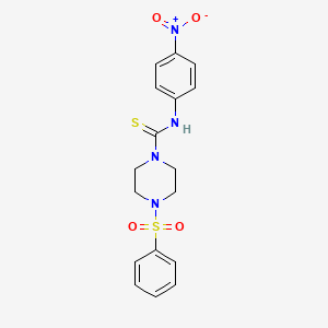 molecular formula C17H18N4O4S2 B4832854 N-(4-nitrophenyl)-4-(phenylsulfonyl)-1-piperazinecarbothioamide 