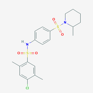 molecular formula C20H25ClN2O4S2 B4832860 4-chloro-2,5-dimethyl-N-{4-[(2-methyl-1-piperidinyl)sulfonyl]phenyl}benzenesulfonamide 