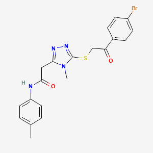 molecular formula C20H19BrN4O2S B4832872 2-(5-{[2-(4-bromophenyl)-2-oxoethyl]thio}-4-methyl-4H-1,2,4-triazol-3-yl)-N-(4-methylphenyl)acetamide 