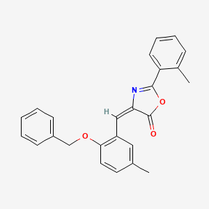 molecular formula C25H21NO3 B4832876 4-[2-(benzyloxy)-5-methylbenzylidene]-2-(2-methylphenyl)-1,3-oxazol-5(4H)-one 