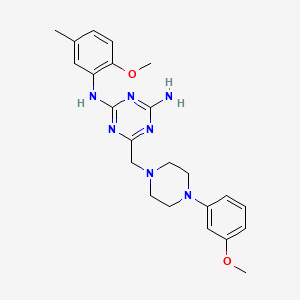 molecular formula C23H29N7O2 B4832881 N-(2-methoxy-5-methylphenyl)-6-{[4-(3-methoxyphenyl)-1-piperazinyl]methyl}-1,3,5-triazine-2,4-diamine 