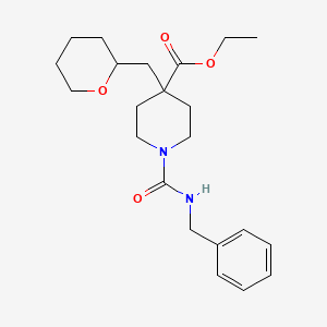 molecular formula C22H32N2O4 B4832894 ethyl 1-[(benzylamino)carbonyl]-4-(tetrahydro-2H-pyran-2-ylmethyl)-4-piperidinecarboxylate 