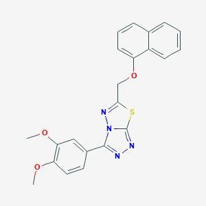 molecular formula C22H18N4O3S B483294 3-(3,4-Dimethoxyphenyl)-6-[(1-naphthyloxy)methyl][1,2,4]triazolo[3,4-b][1,3,4]thiadiazole CAS No. 878430-46-7