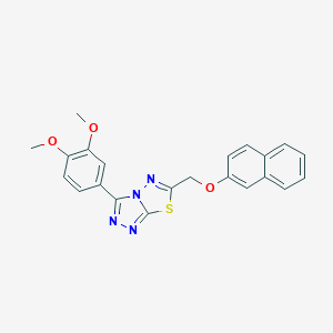 molecular formula C22H18N4O3S B483295 3-(3,4-Dimethoxyphenyl)-6-[(2-naphthyloxy)methyl][1,2,4]triazolo[3,4-b][1,3,4]thiadiazole CAS No. 882643-85-8