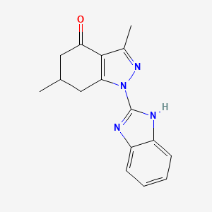 molecular formula C16H16N4O B4833002 1-(1H-benzimidazol-2-yl)-3,6-dimethyl-1,5,6,7-tetrahydro-4H-indazol-4-one 