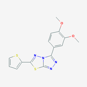 molecular formula C15H12N4O2S2 B483302 3-(3,4-Dimethoxyphenyl)-6-(thiophen-2-yl)-[1,2,4]triazolo[3,4-b][1,3,4]thiadiazole CAS No. 129081-89-6