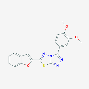 molecular formula C19H14N4O3S B483303 6-(1-Benzofuran-2-yl)-3-(3,4-dimethoxyphenyl)[1,2,4]triazolo[3,4-b][1,3,4]thiadiazole CAS No. 878430-66-1