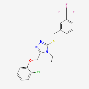 molecular formula C19H17ClF3N3OS B4833038 3-[(2-chlorophenoxy)methyl]-4-ethyl-5-{[3-(trifluoromethyl)benzyl]thio}-4H-1,2,4-triazole 
