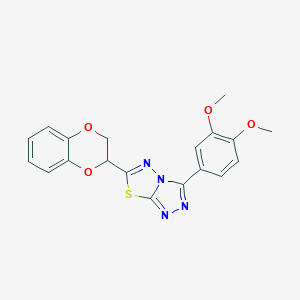 molecular formula C19H16N4O4S B483306 6-(2,3-Dihydro-1,4-benzodioxin-2-yl)-3-(3,4-dimethoxyphenyl)[1,2,4]triazolo[3,4-b][1,3,4]thiadiazole CAS No. 878430-79-6