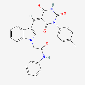 molecular formula C28H22N4O4 B4833106 2-(3-{[1-(4-methylphenyl)-2,4,6-trioxotetrahydro-5(2H)-pyrimidinylidene]methyl}-1H-indol-1-yl)-N-phenylacetamide 