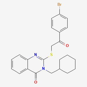 molecular formula C23H23BrN2O2S B4833170 2-{[2-(4-bromophenyl)-2-oxoethyl]thio}-3-(cyclohexylmethyl)-4(3H)-quinazolinone 