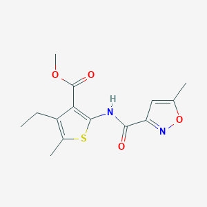 molecular formula C14H16N2O4S B4833180 methyl 4-ethyl-5-methyl-2-{[(5-methyl-3-isoxazolyl)carbonyl]amino}-3-thiophenecarboxylate 