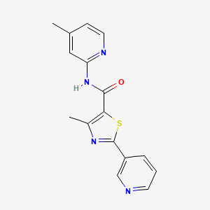 molecular formula C16H14N4OS B4833182 4-methyl-N-(4-methyl-2-pyridinyl)-2-(3-pyridinyl)-1,3-thiazole-5-carboxamide 