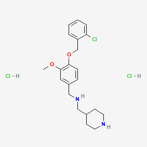 molecular formula C21H29Cl3N2O2 B4833190 {4-[(2-chlorobenzyl)oxy]-3-methoxybenzyl}(4-piperidinylmethyl)amine dihydrochloride 